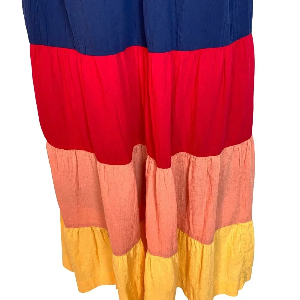 Old Navy Sleeveless Tasseled Navy Colorblock All-Day Maxi Swing Dress Size L NWT - Picture 5 of 10